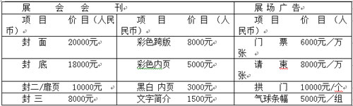 會(huì)刊及相關(guān)展場(chǎng)廣告費(fèi)用