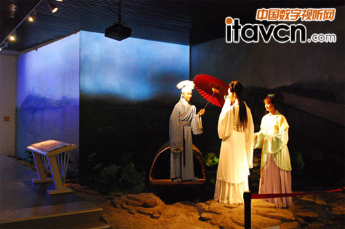 中國傘博物館中,麗訊投影機再現許仙與白娘子的千年等一回